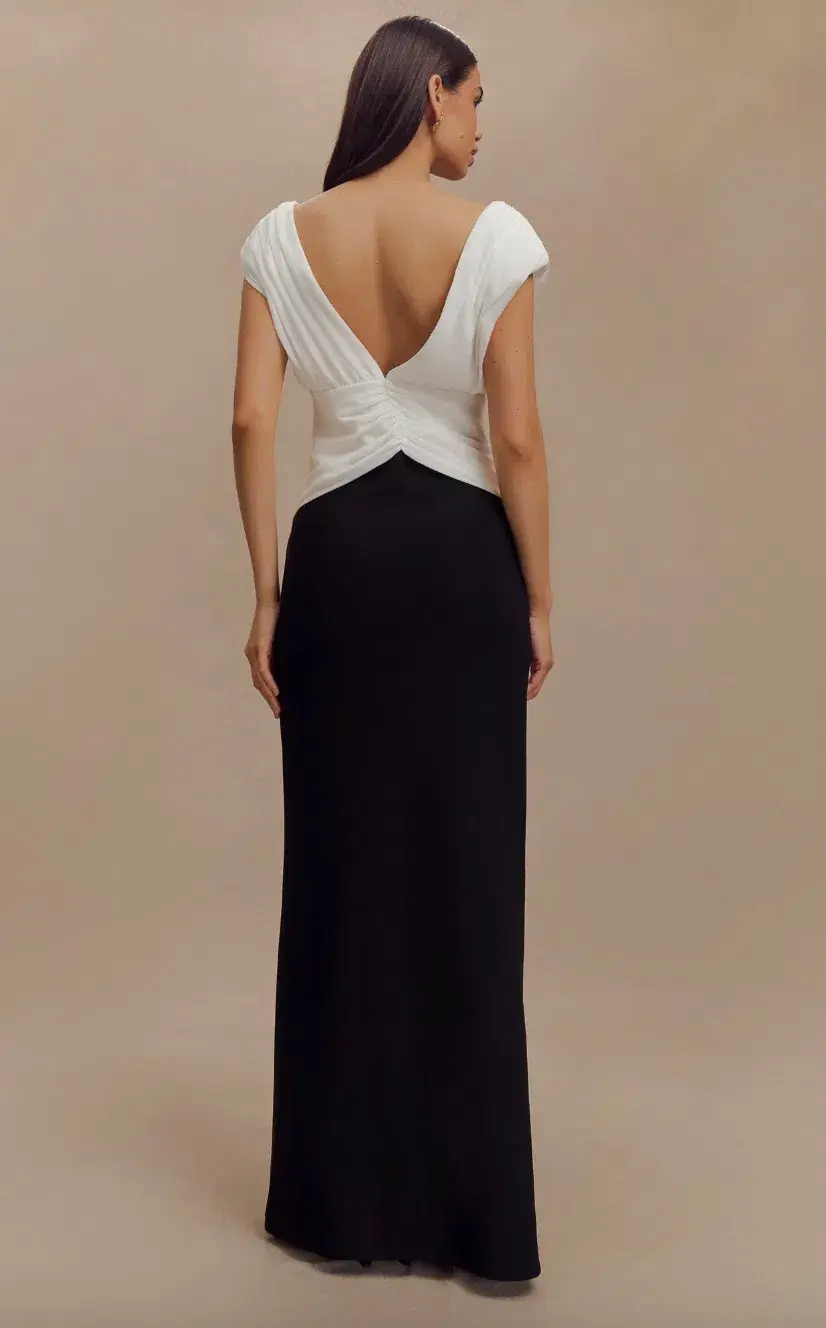 MESHKI Monique Contrast Maxi Dress Black White Size /Au12  - Image 3