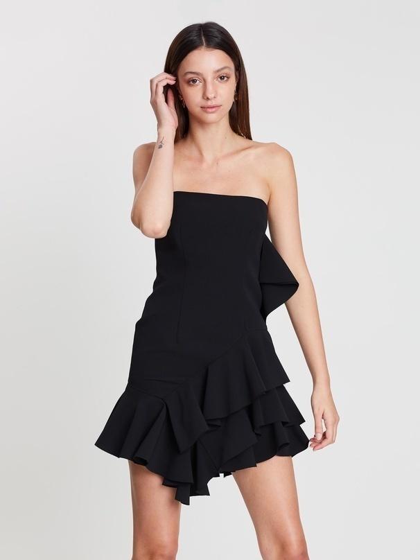 By Johnny Lily Strapless Flounce Mini Dress Black Size 6 for rent on The Volte - main image