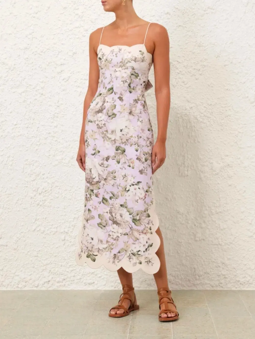Zimmermann The Acacia Scallop Midi Dress in Lilac Floral Size 0/Au 8  for rent on The Volte - main image