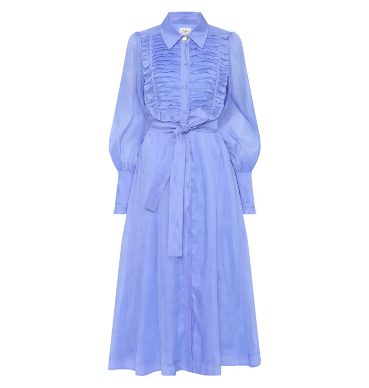 Aje Iris Pleated Bib Midi Dress Mist Blue Size AU 12 - Image 5