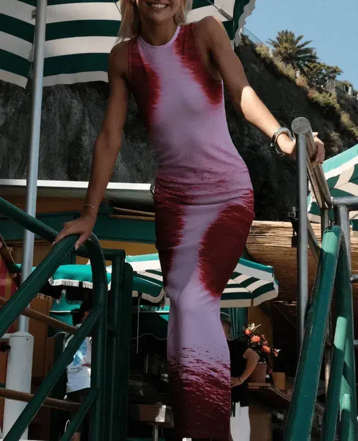 With Harper Lu Isola Ocean Racer Dress Pink/Cherry Print Size M / 10 - Image 9