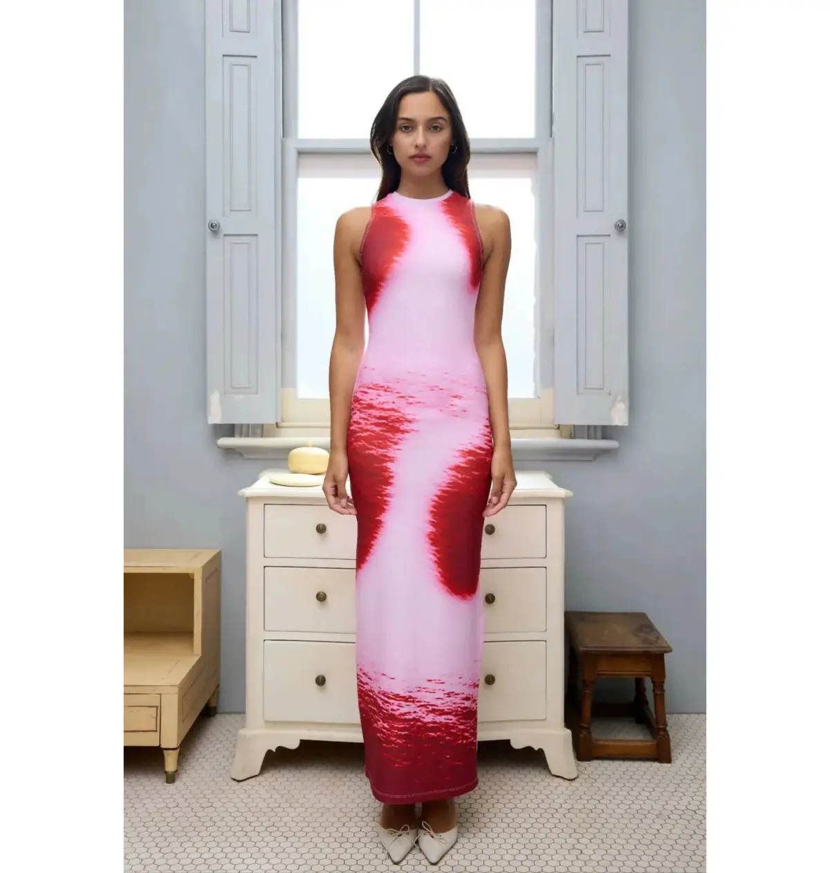 With Harper Lu Isola Ocean Racer Dress Pink/Cherry Print Size M / 10 - Image 1