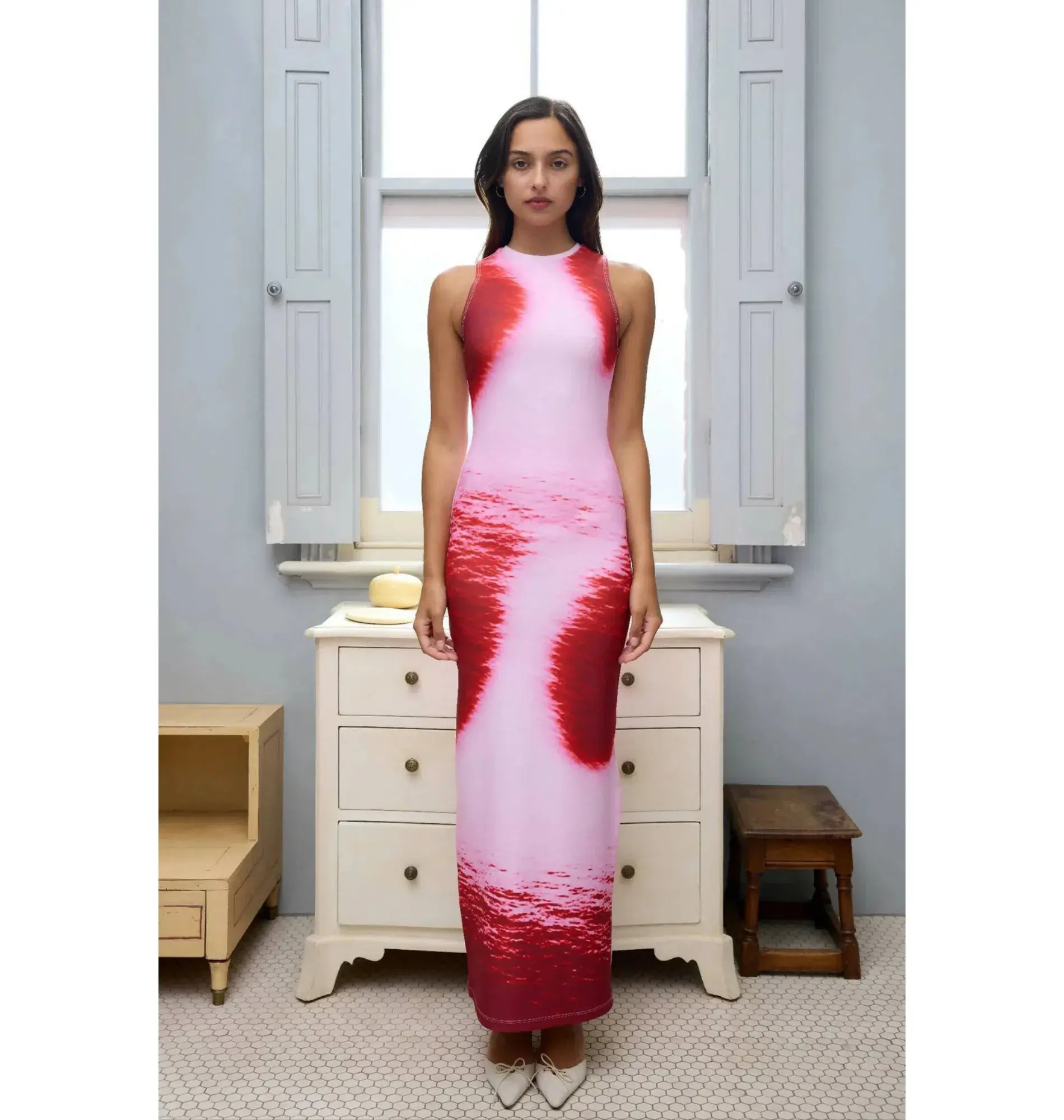 With Harper Lu Isola Ocean Racer Dress Pink/Cherry Print Size M / 10 - Image 1