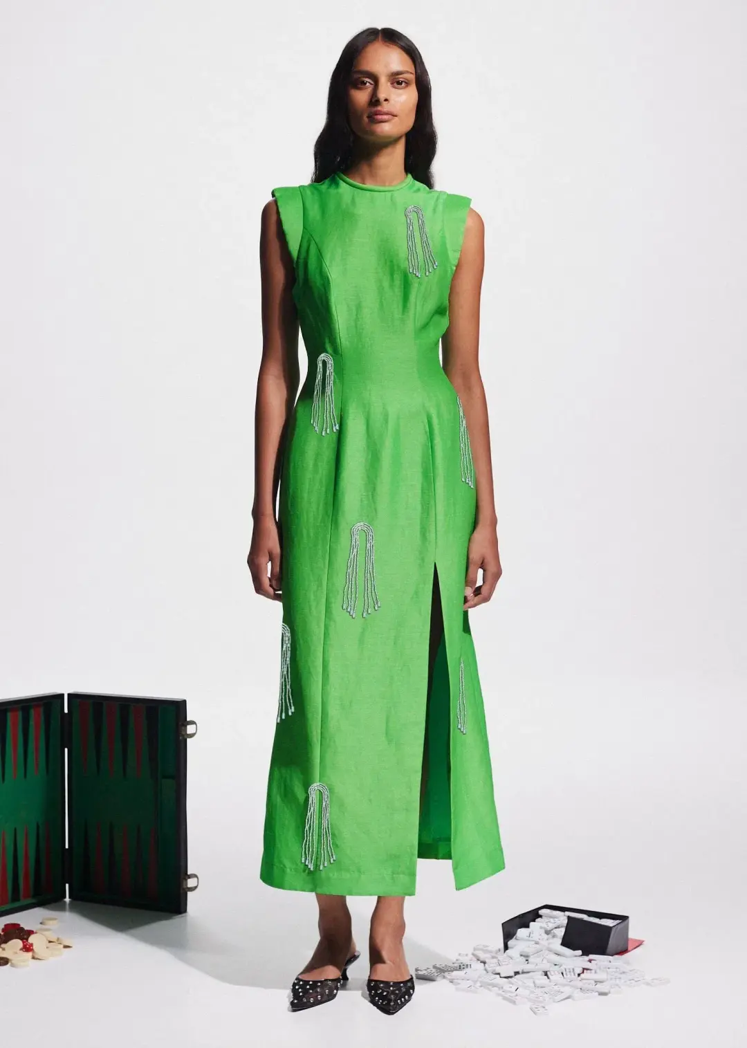 Alemais Dazzle Midi Dress Green Size AU 10 for rent on The Volte - main image