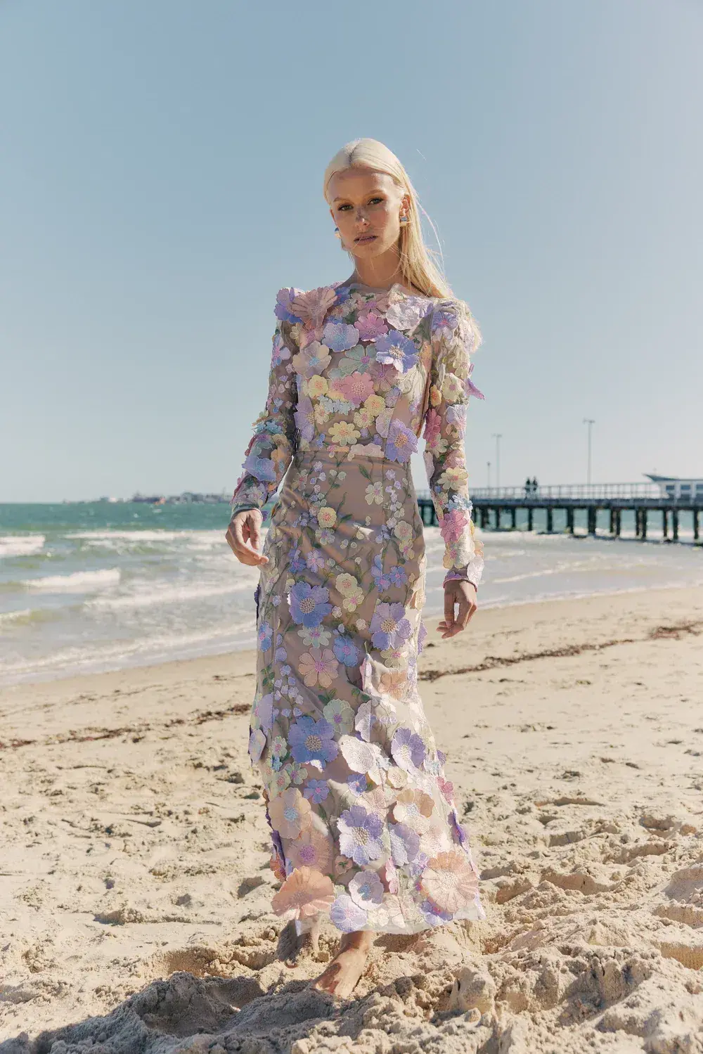 Elliatt Shannon 3d Floral Midi Dress in Purple Size AU 10 - Image 10