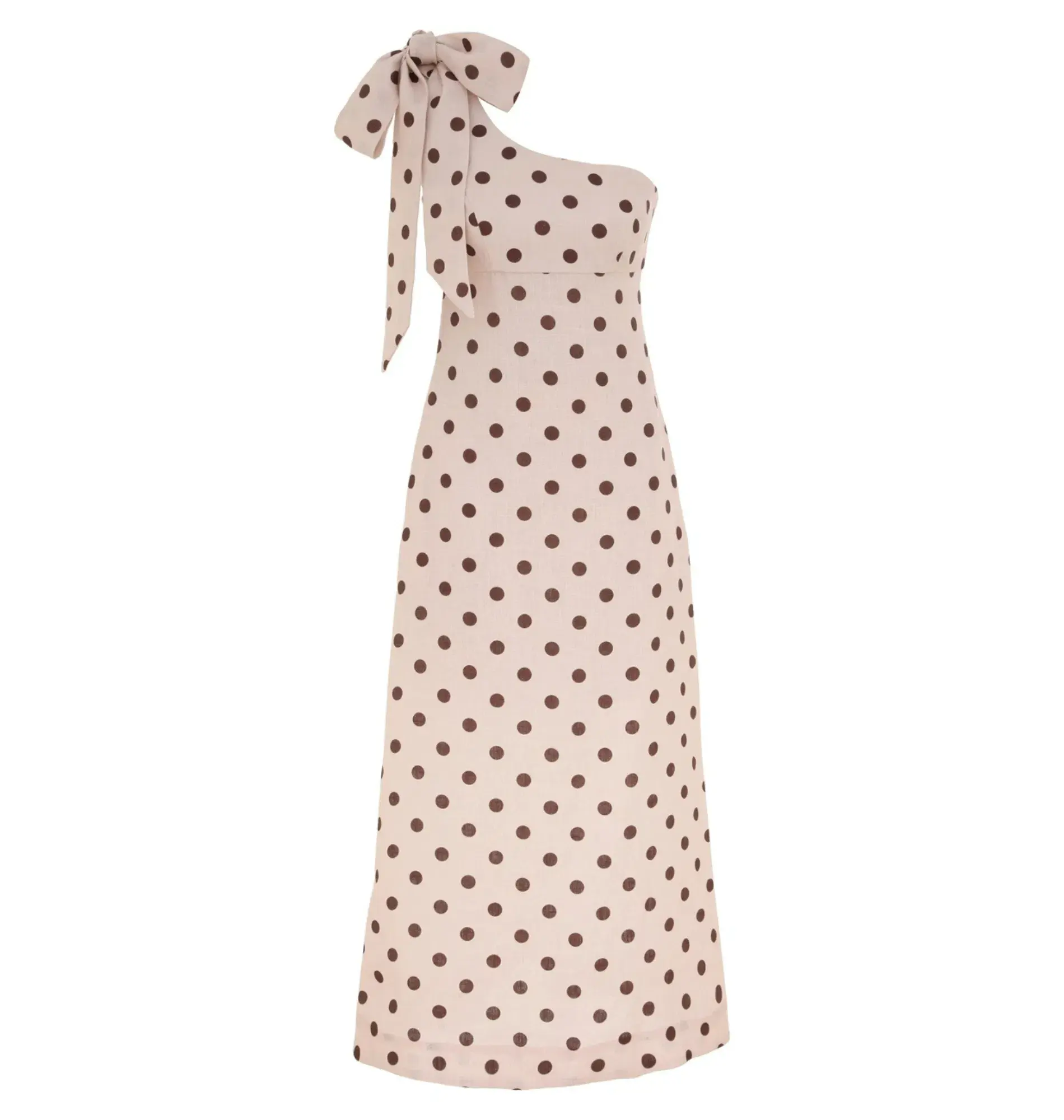 Zimmermann Acacia One Shoulder Midi Dress in Cream/Tan Dot Size 1 / AU 10  - Image 1
