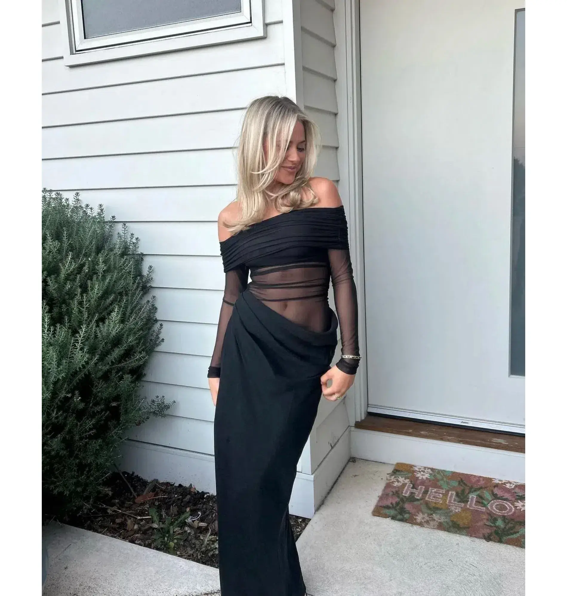 Benni Yasmin Off-Shoulder Maxi Dress Black Size AU 8 - Image 4