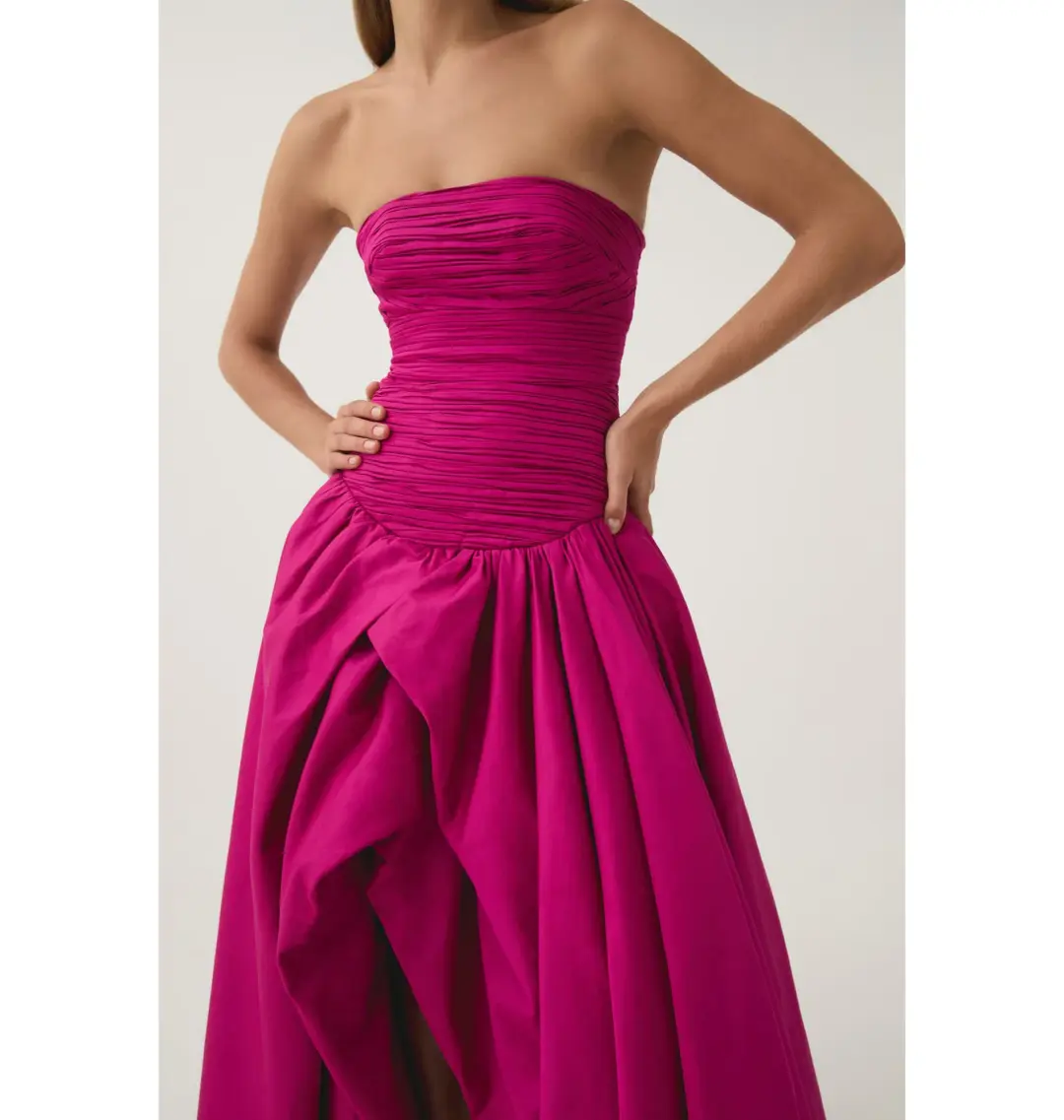 Aje Violette Bubble Hem Maxi Dress Deep Magenta Size L / AU 12 for rent on The Volte - main image