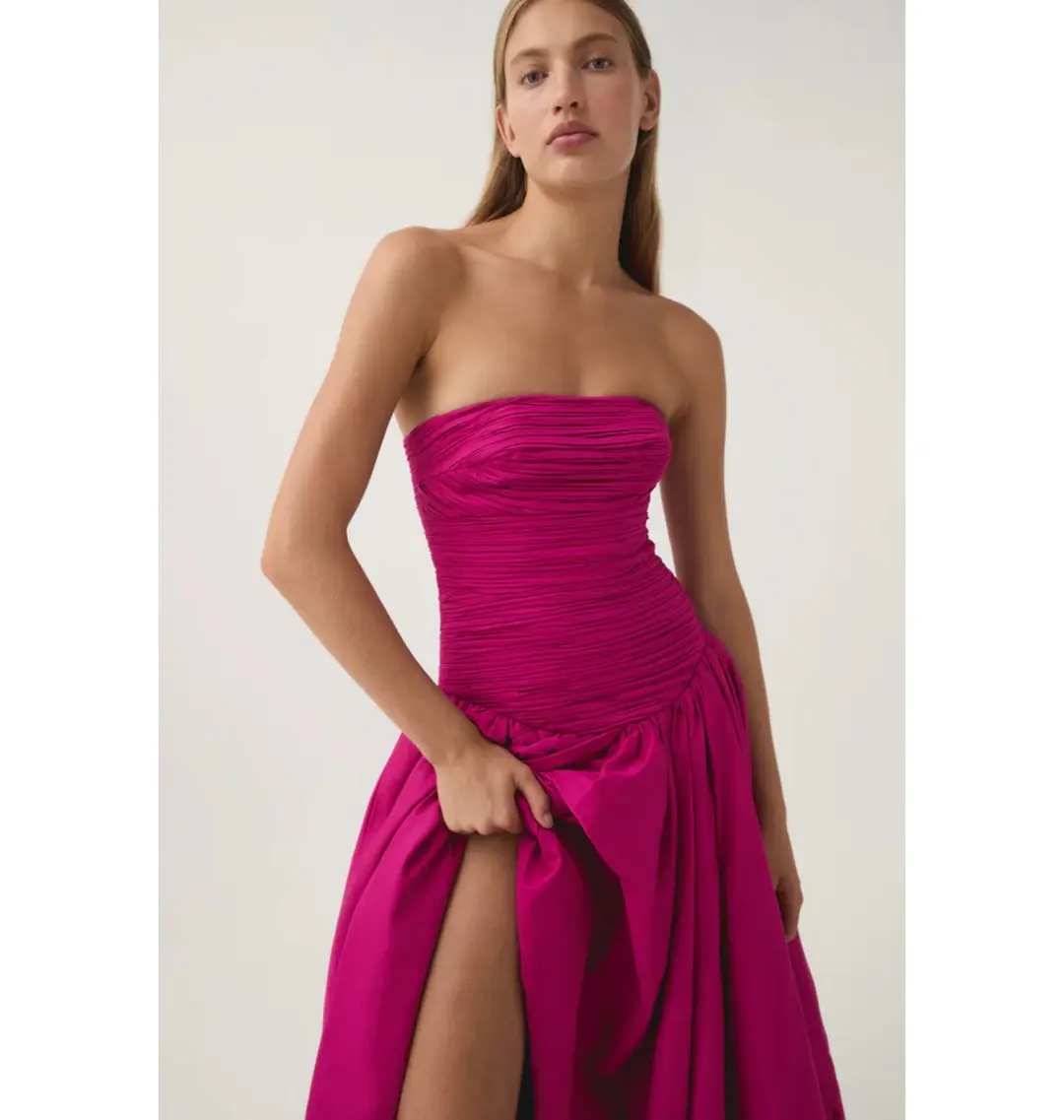 Aje Violette Bubble Hem Maxi Dress Deep Magenta Size L / AU 12 for rent on The Volte - main image