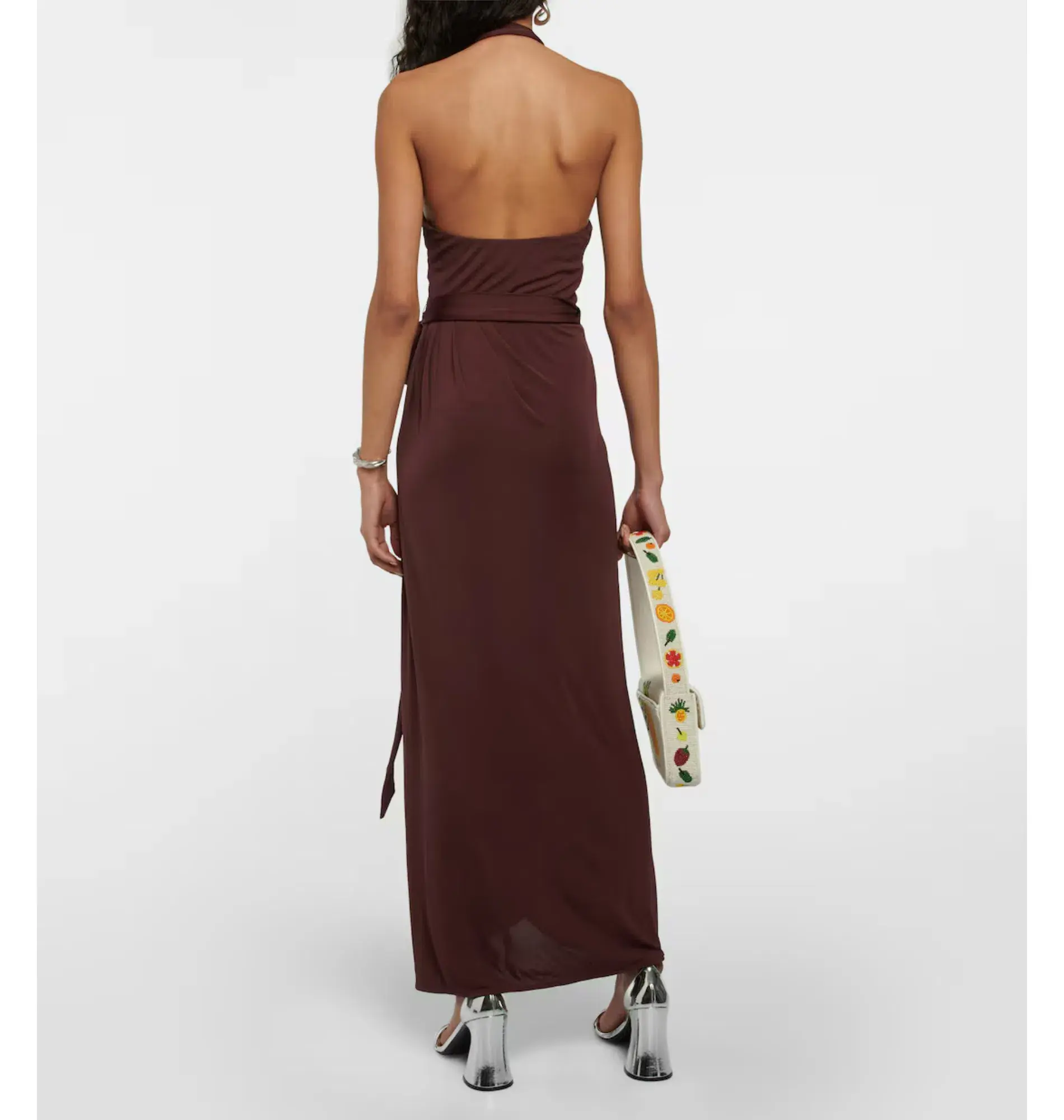 Staud Halterneck Dress Brown Size AU 6 - Image 2