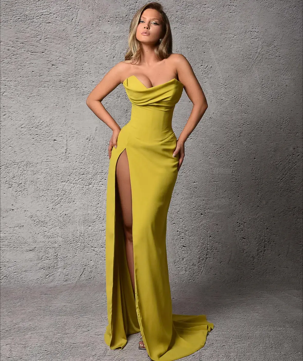 Lia Stublla Walk Affair 008 Corset Gown Mustard Size S / AU 8 - Image 1