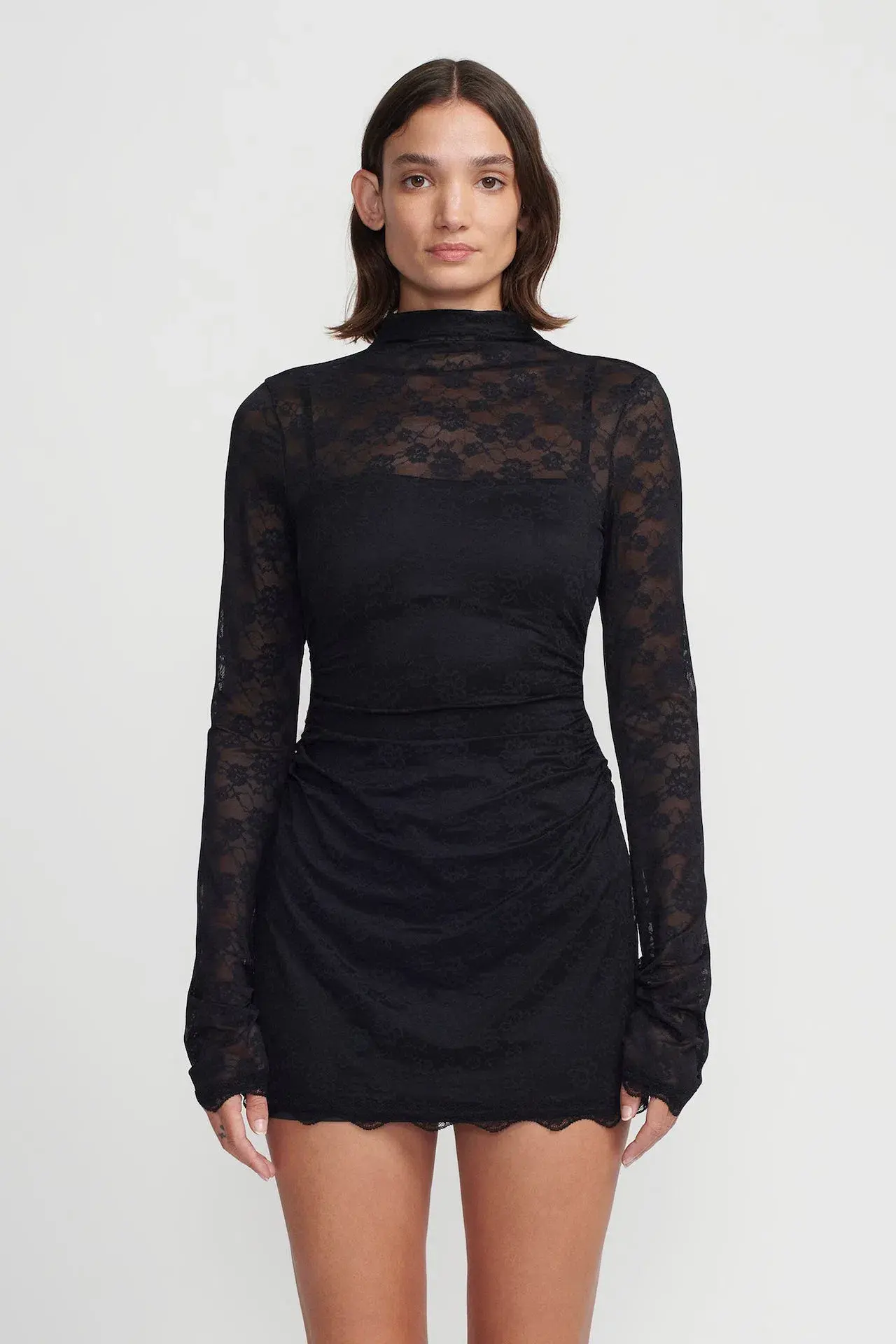 Hansen & Gretel Marco Lace Mini Dress Black Size M / AU 10 - Image 2