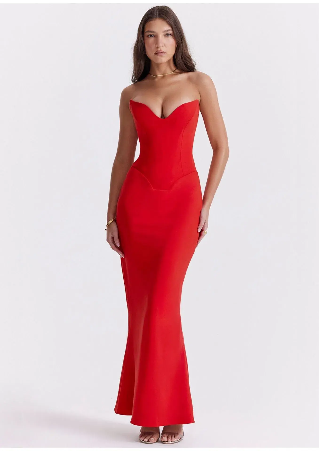 House of CB Tamara Strapless Corset Dress Cherry Red Size S / 8 AU - Image 1