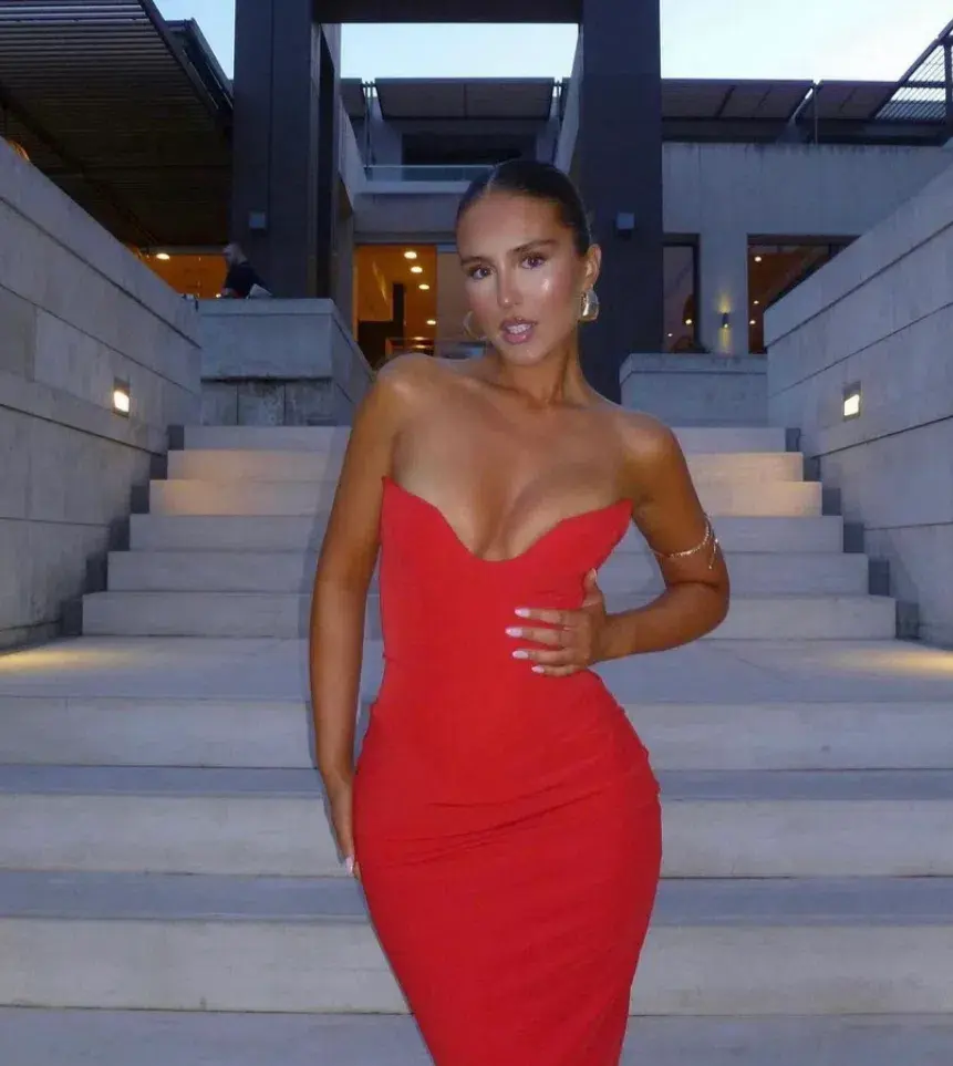 House of CB Tamara Strapless Corset Dress Cherry Red Size S / 8 AU - Image 3