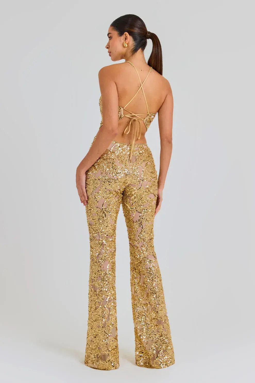 Nadine Merabi Hallie Jumpsuit Gold Size XS / AU 6 for rent on The Volte - main image