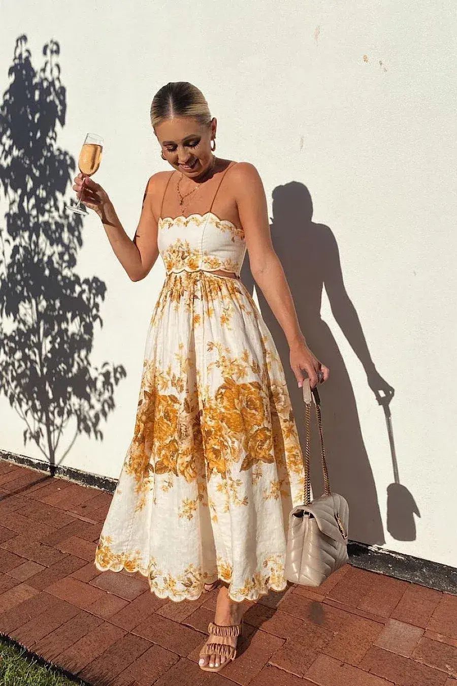 Zimmermann Aliane Scallop Midi Dress Amber Floral Size 8 - Image 1