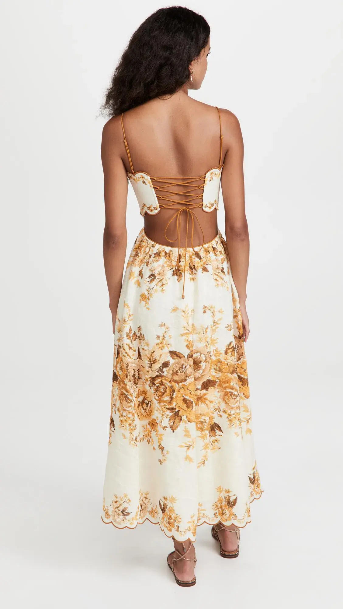 Zimmermann Aliane Scallop Midi Dress Amber Floral Size 8 - Image 6