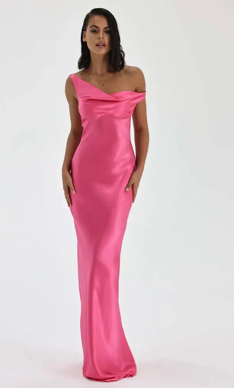Natalie Rolt	‘Monika’ fuchsia satin gown	S/8	Pink - Image 1