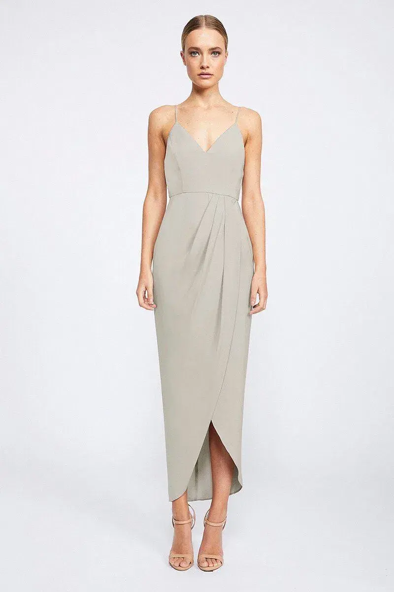 Shona Joy Core Cocktail Dress Oyster Grey Size 8 - Image 1
