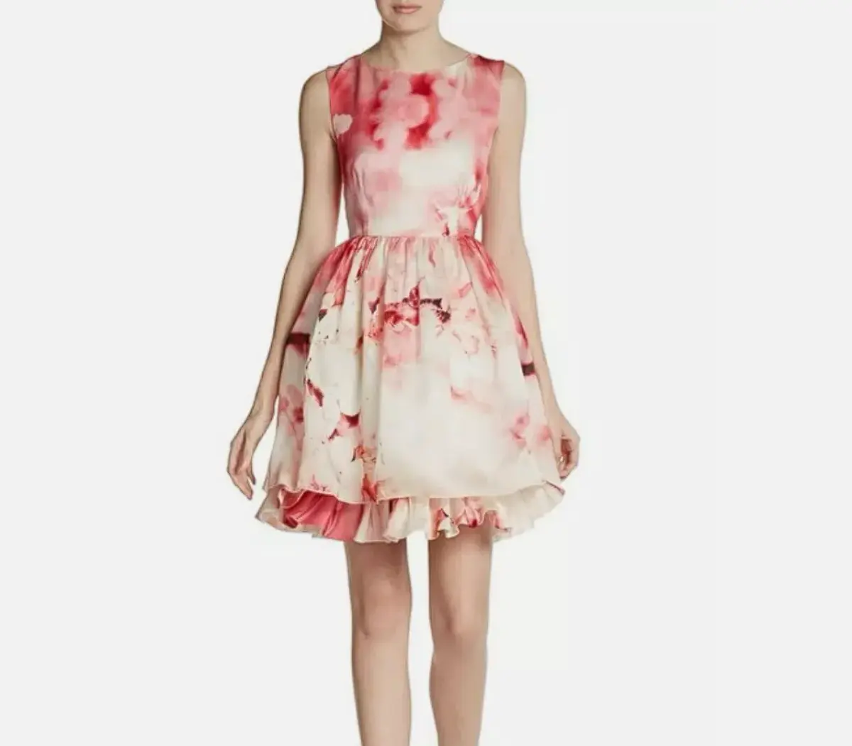 Alice & Olivia Spring Cherry Blossom Silk A-Line Mini Dress Floral Size 12 - Image 2