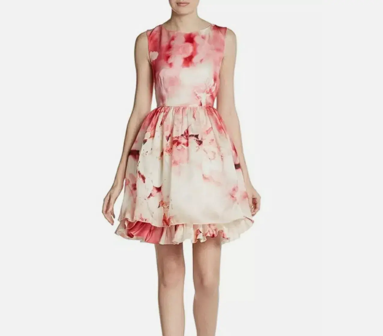Alice & Olivia Spring Cherry Blossom Silk A-Line Mini Dress Floral Size 12 - Image 2