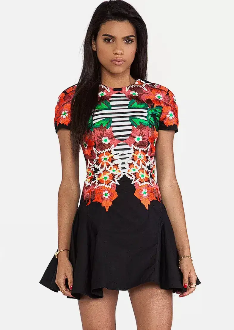 Alice McCall Earls Court Flare Skirt Mini Dress Multi Size 8 - Image 5