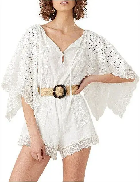 Tigerlily Elati Broderie Lace Onesie Playsuit White  - Image 4
