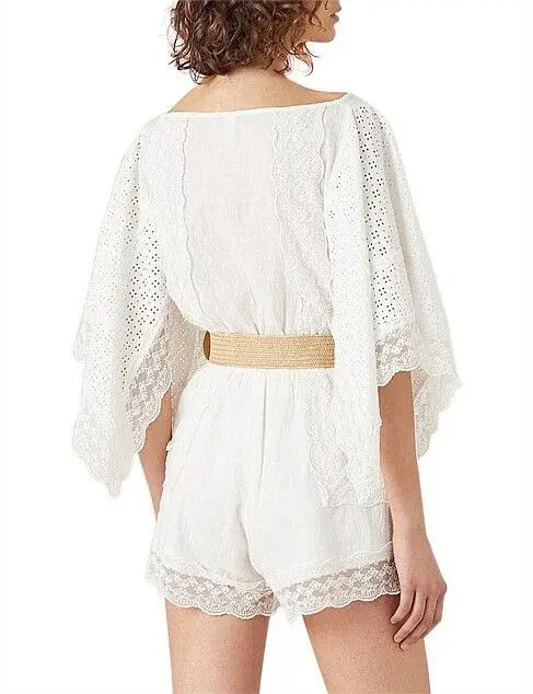 Tigerlily Elati Broderie Lace Onesie Playsuit White  - Image 6