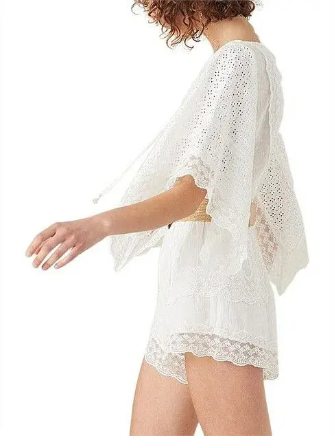 Tigerlily Elati Broderie Lace Onesie Playsuit White  - Image 7