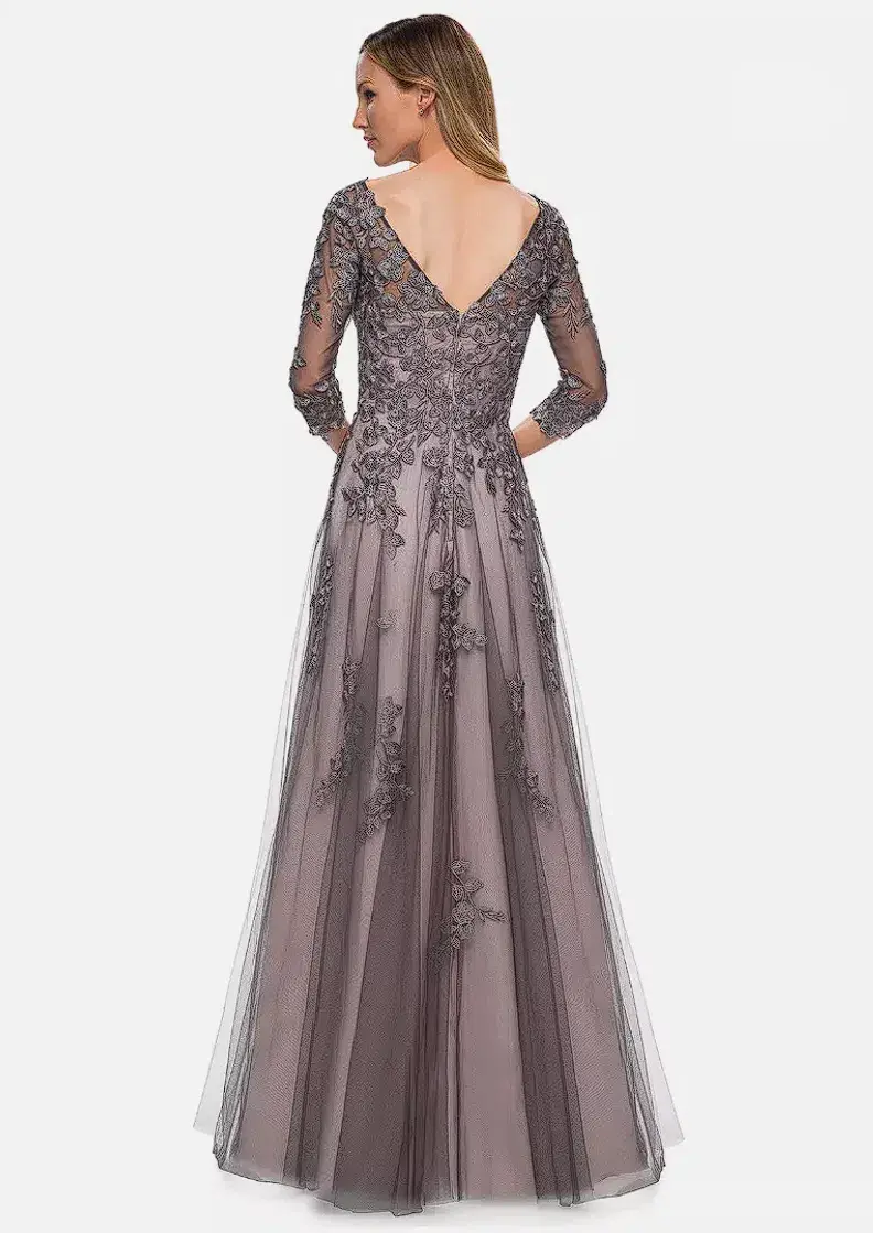 La Femme 29205 Mother Of The Bride Gown Dress Grey Size 20 - Image 2