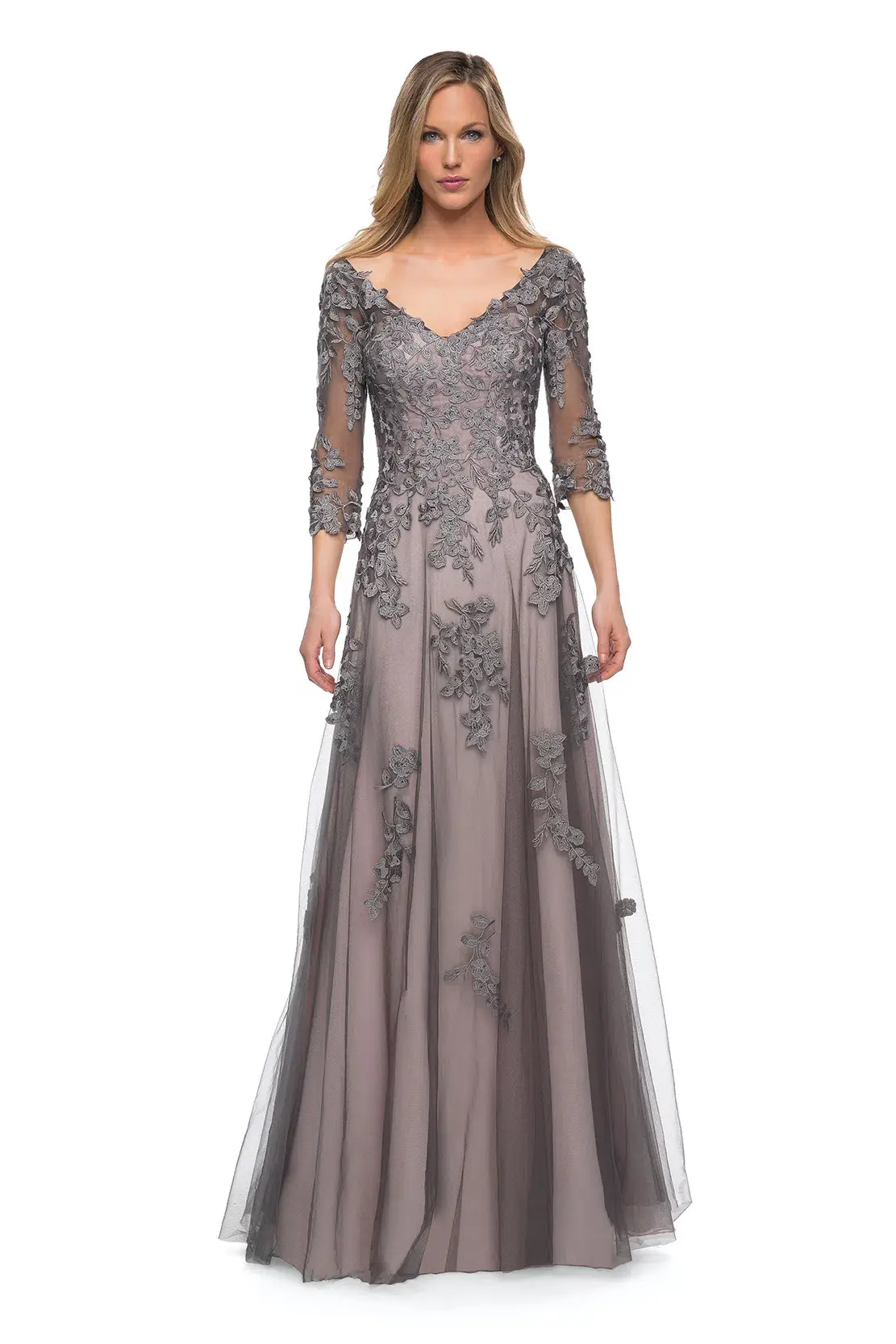 La Femme 29205 Mother Of The Bride Gown Dress Grey Size 20 - Image 1