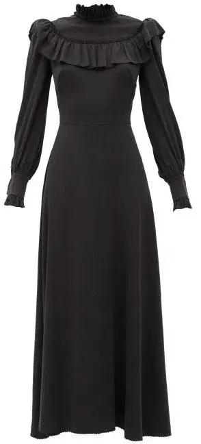 The Vampire's Wife The Firefly Gathered Puckered Silk Satin Dress Black Size AU 10 - Image 5