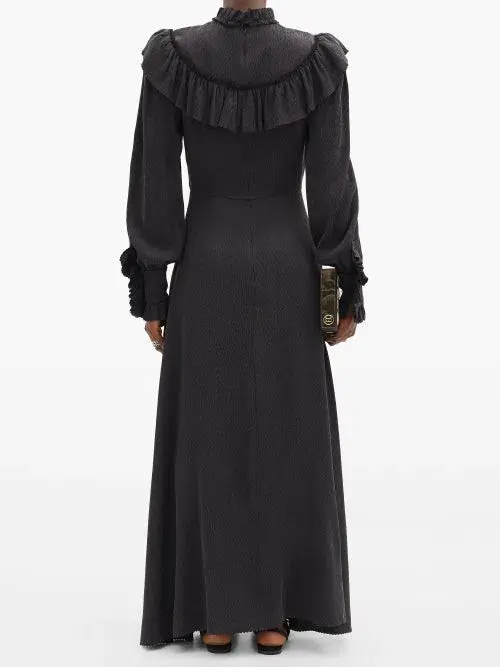 The Vampire's Wife The Firefly Gathered Puckered Silk Satin Dress Black Size AU 10 - Image 3