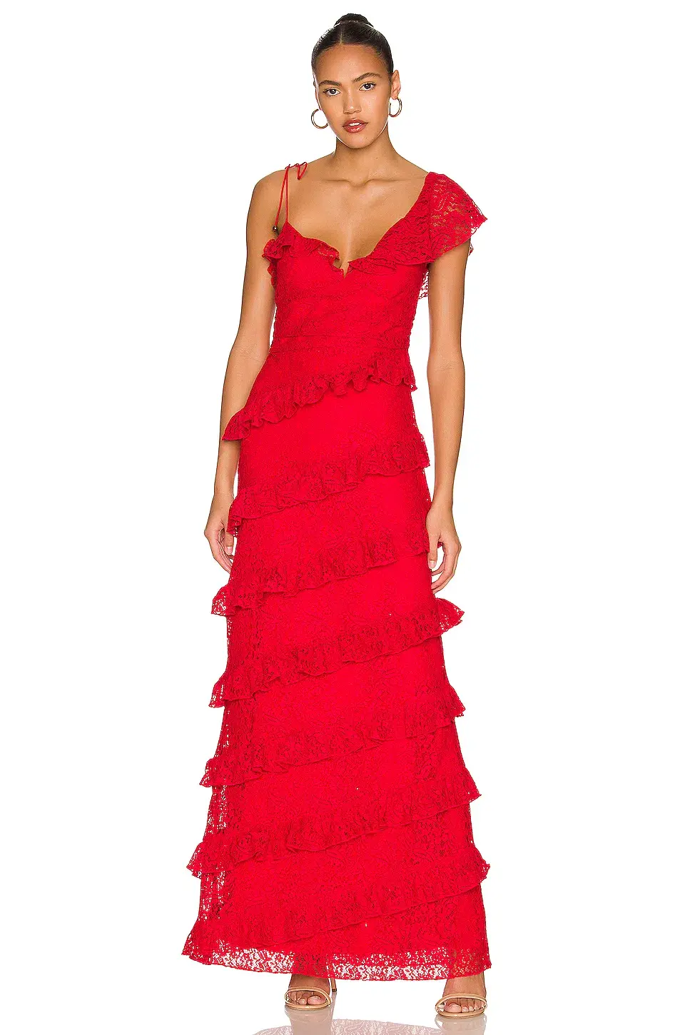 Tularosa Kristen Lace Gown Cherry Red Size 6 for rent on The Volte - main image