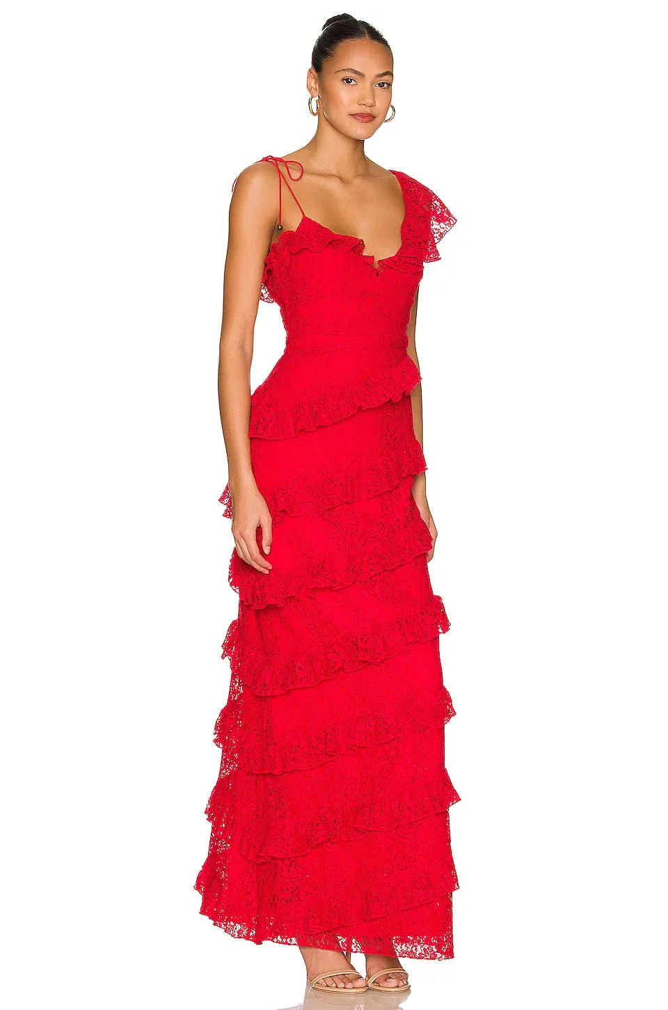 Tularosa Kristen Lace Gown Cherry Red Size 6 for rent on The Volte - main image