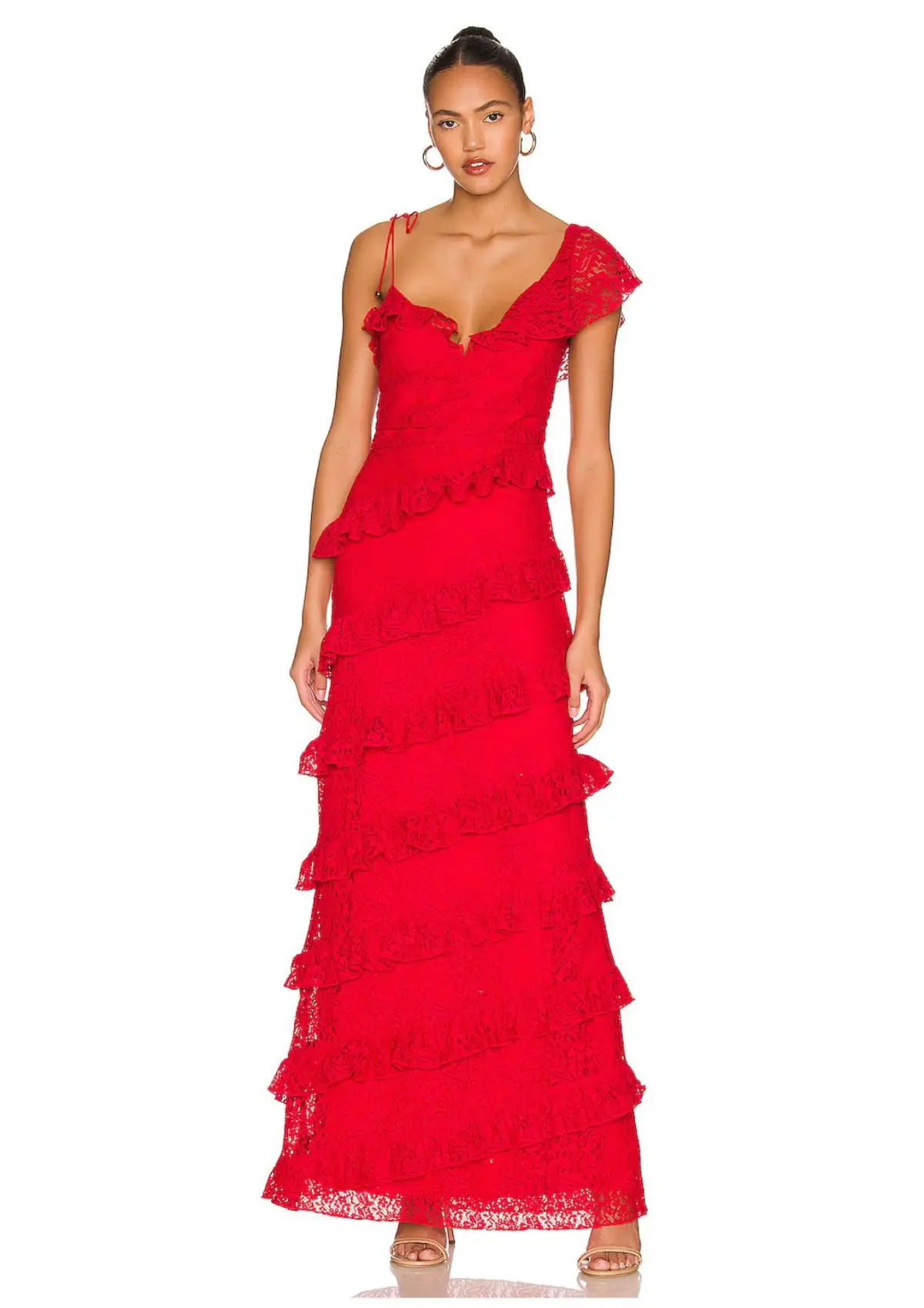 Tularosa Kristen Lace Gown Cherry Red Size 6 - Image 1
