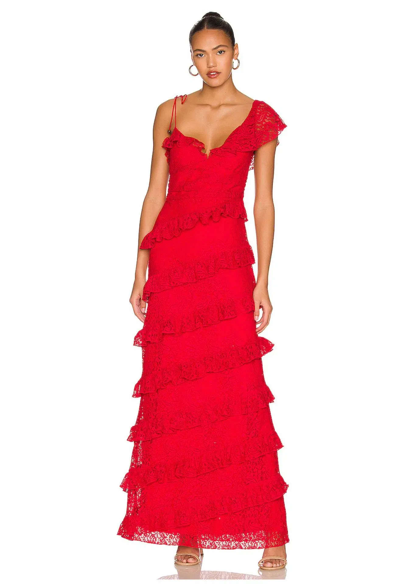 Tularosa Kristen Lace Gown Cherry Red Size 6 - Image 1