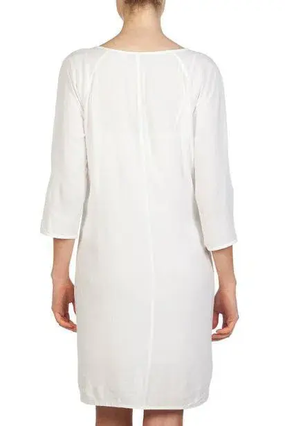 Country Road Lattice Trim 3/4 Sleeve Kaftan Shift Dress White Size 10 - Image 3