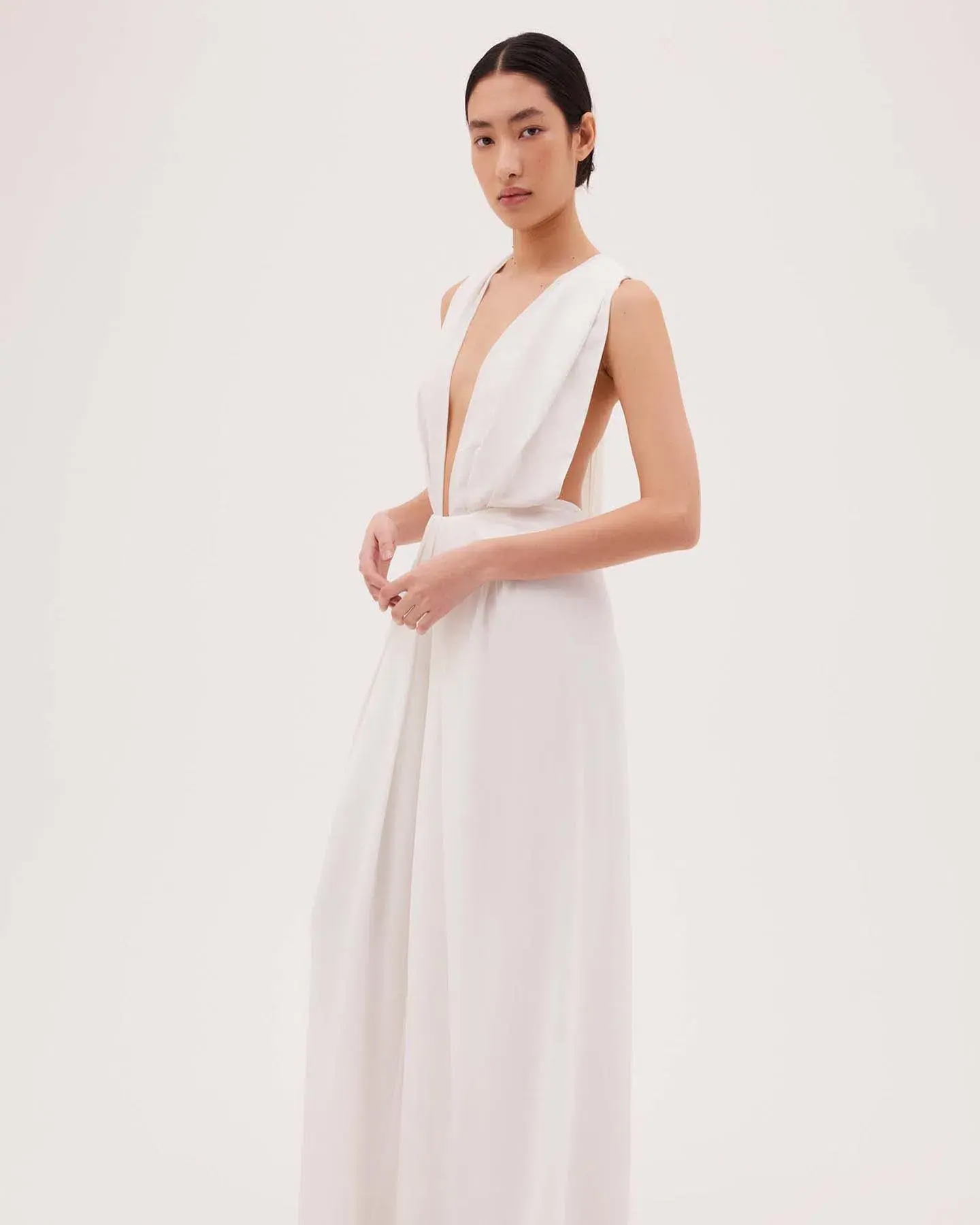 Bianca Spender Ascendent Gown in White Silk Size 10 - Image 2