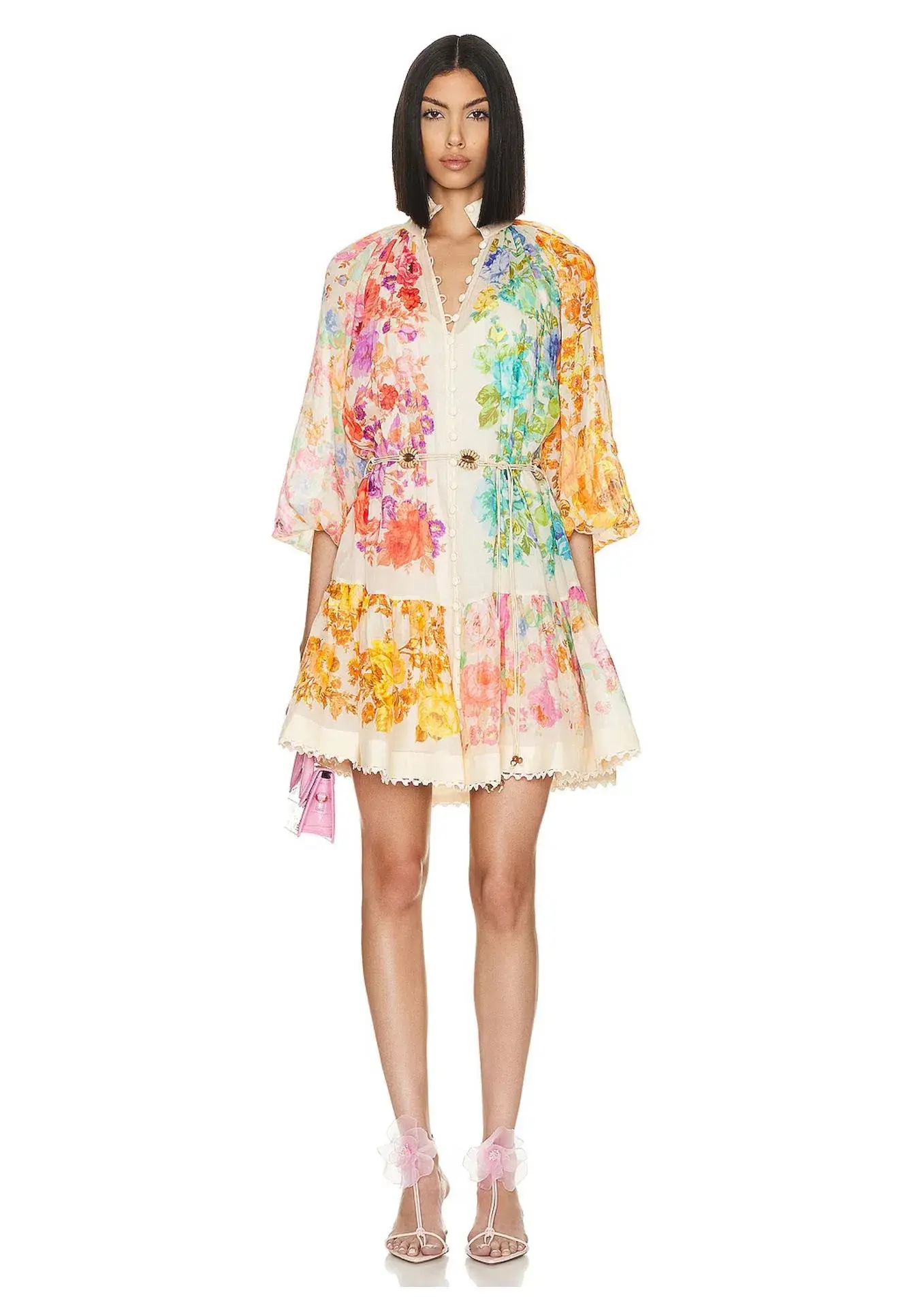 Zimmermann Raie Lantern Mini Dress Multi Floral Size 3 / AU 14 - Image 2
