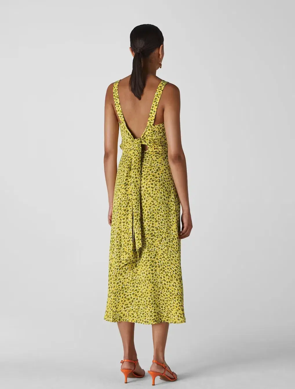 Whistles Llora Clouded Midi Dress Leopard Yellow Size 4 - Image 2
