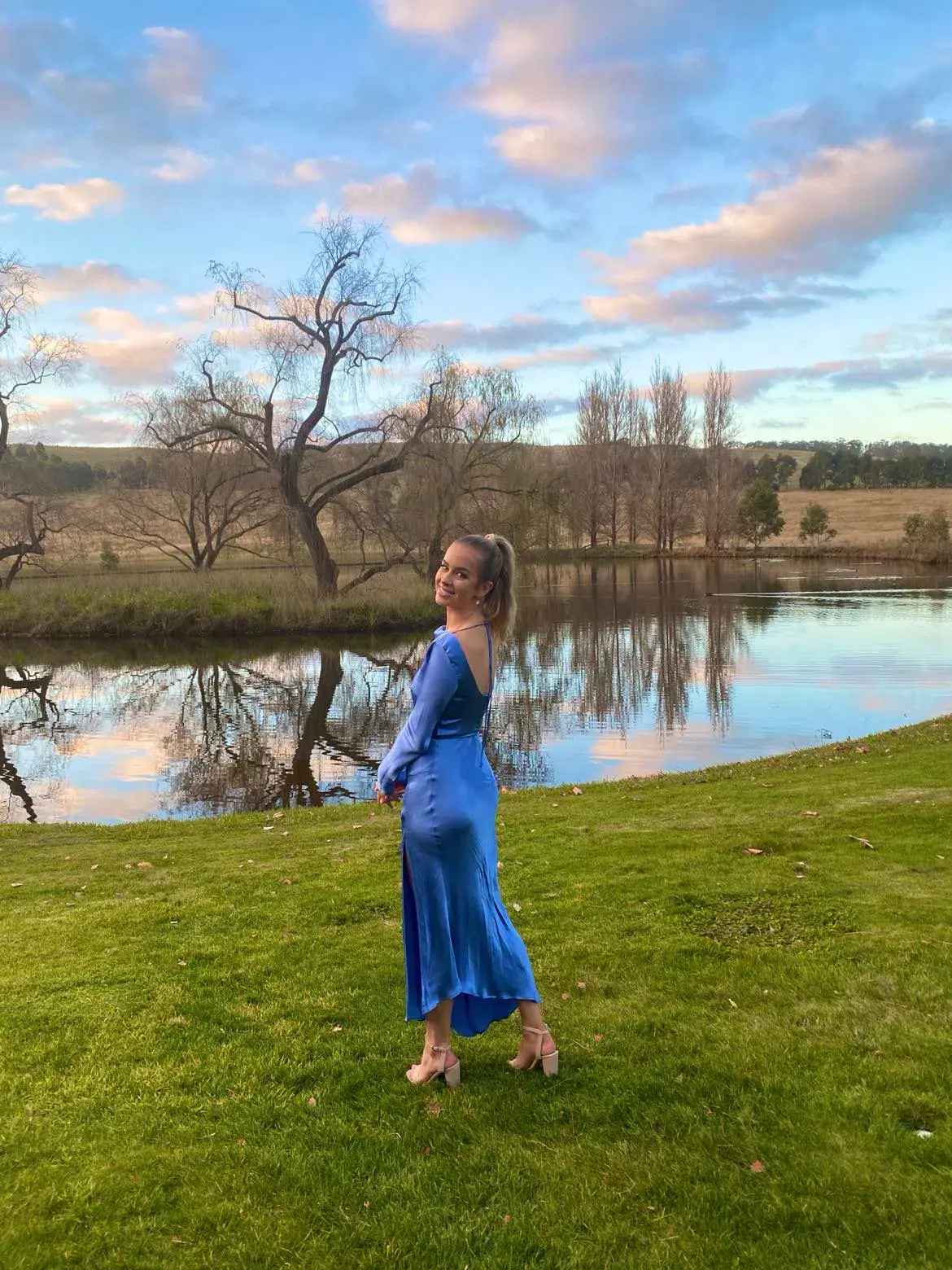 Bec & Bridge Delphine Long Sleeve Midi Dress Blue Size 8 - Image 3