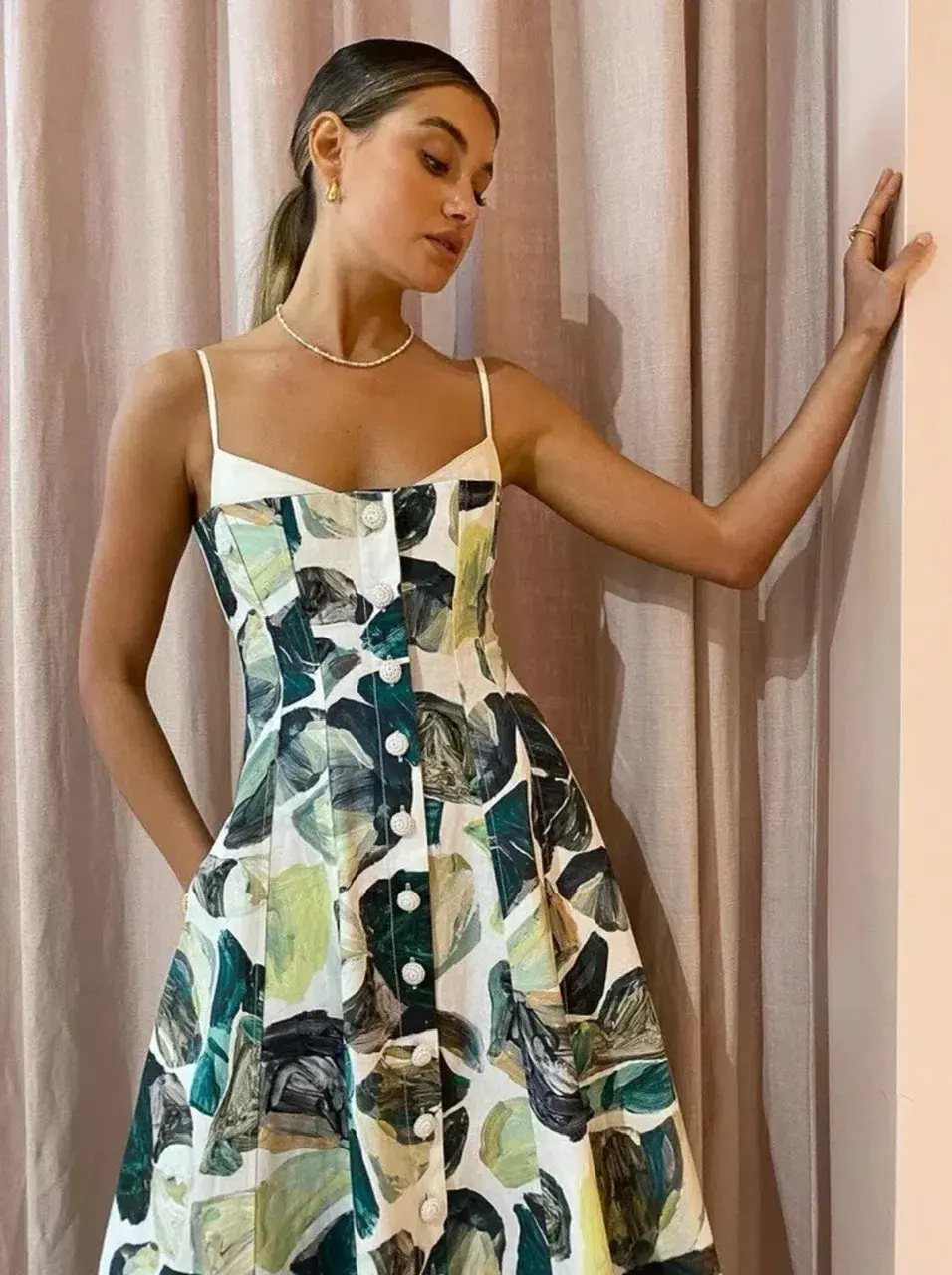 Alemais Siena Bandeau Midi Dress Print Size 8 - Image 3