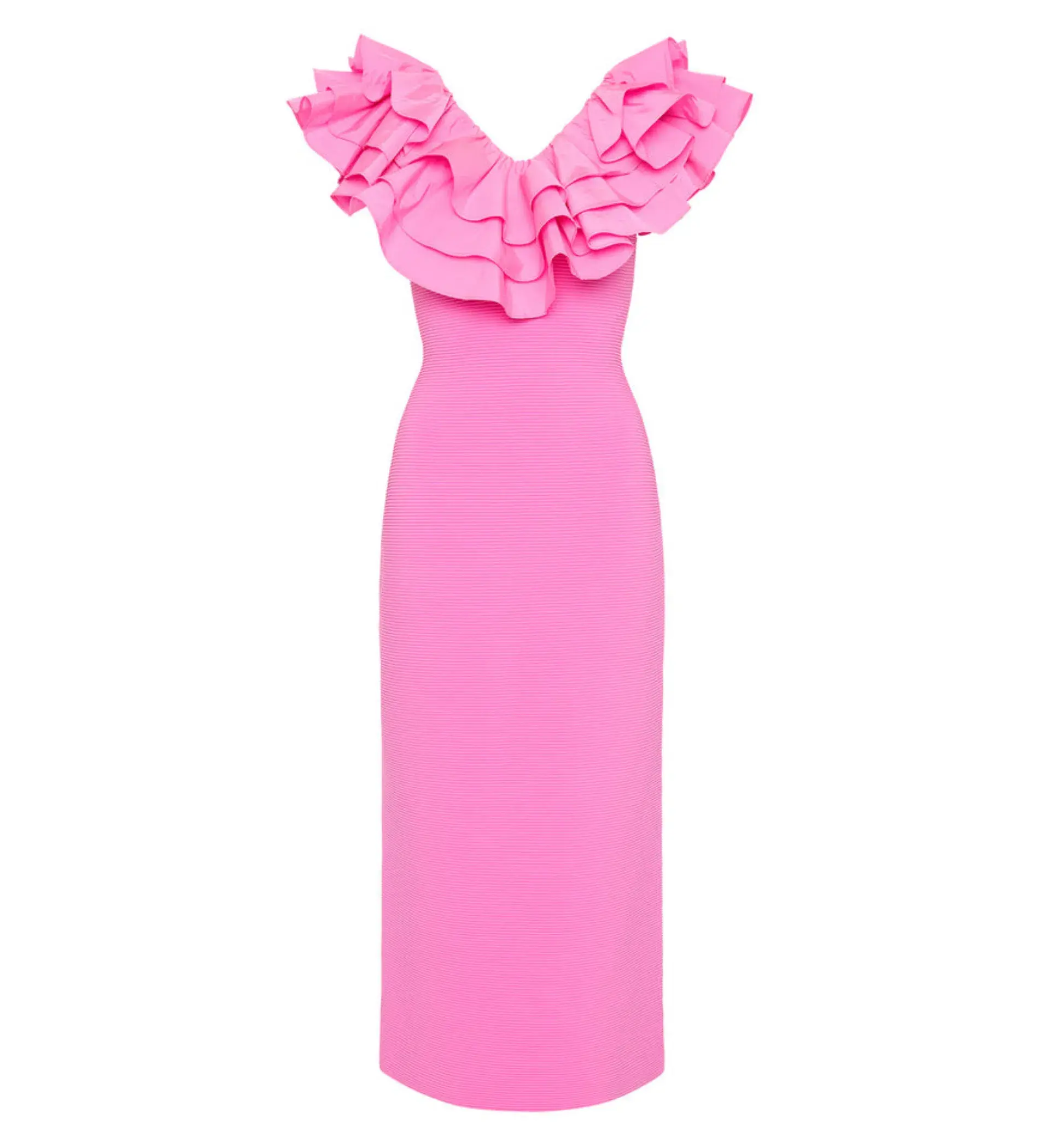 AJE Transcendent Ruffle Midi Dress Cerise Pink Size 8  - Image 4