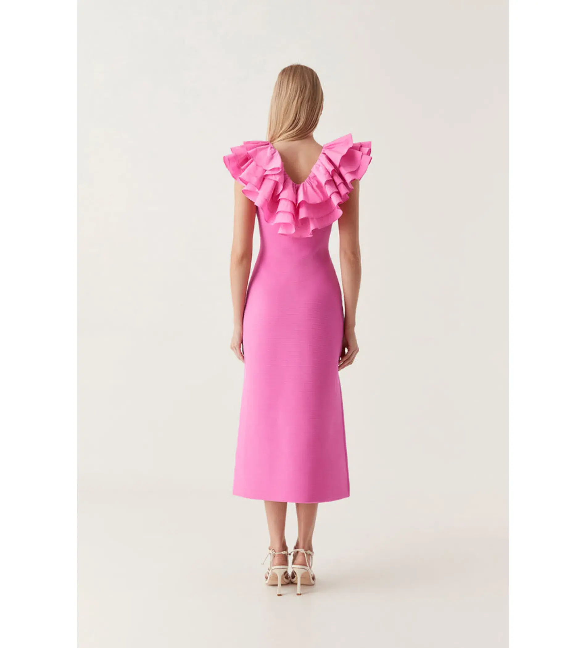 AJE Transcendent Ruffle Midi Dress Cerise Pink Size 8  - Image 2