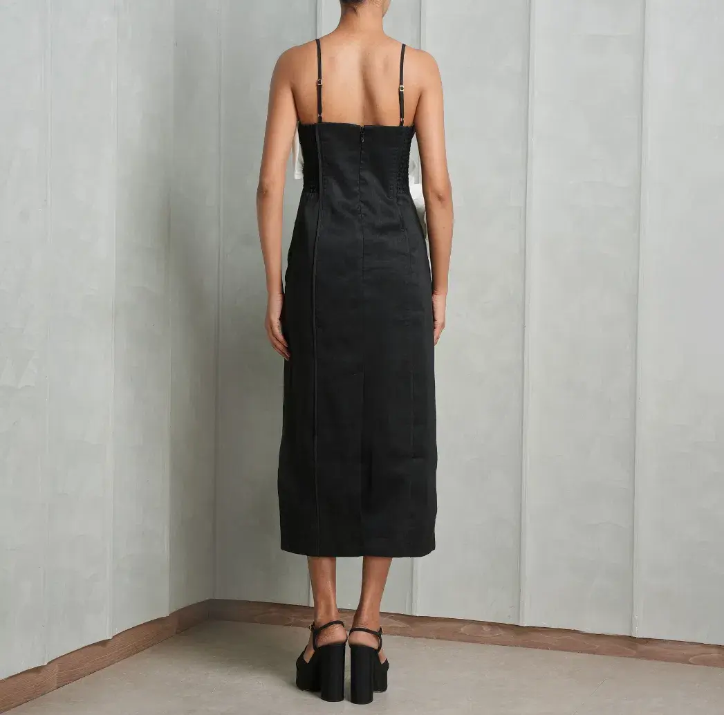 Aje Parallels Spiral Midi Dress Black-Ivory Size AU 10 - Image 3