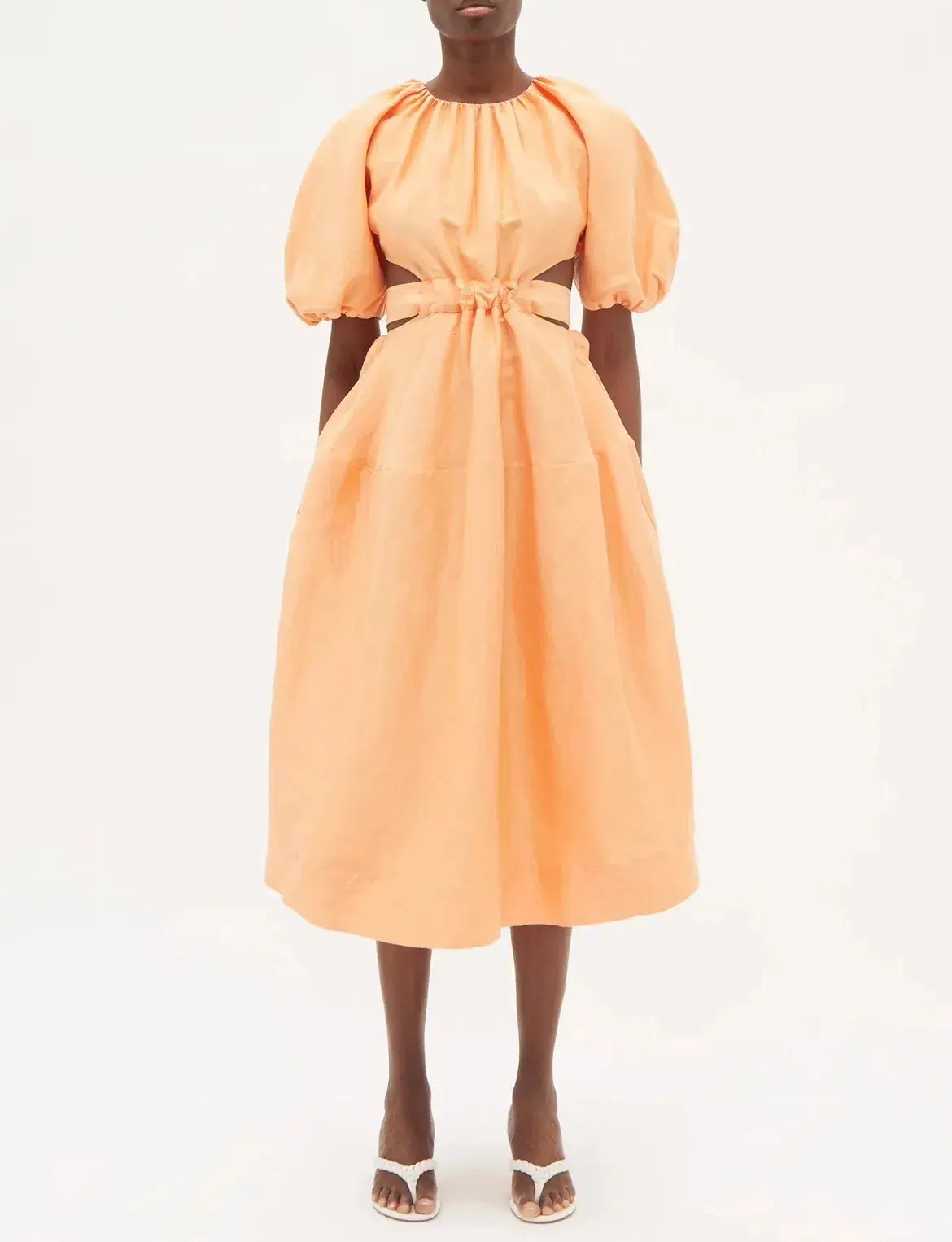 Aje Mimosa Cutout Midi Dress In Mandarin Size 12 - Image 1