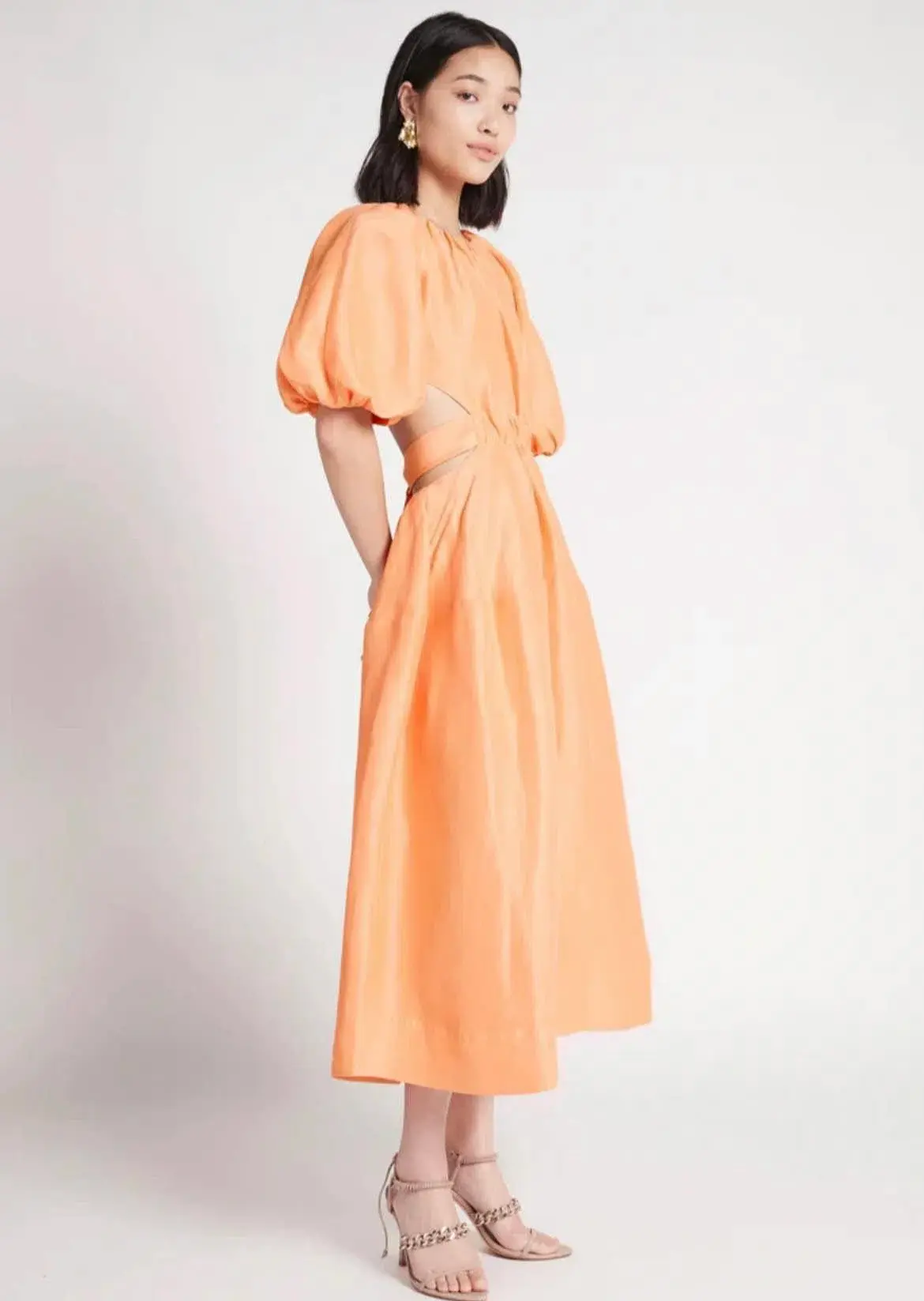 Aje Mimosa Cutout Midi Dress In Mandarin Size 12 - Image 4