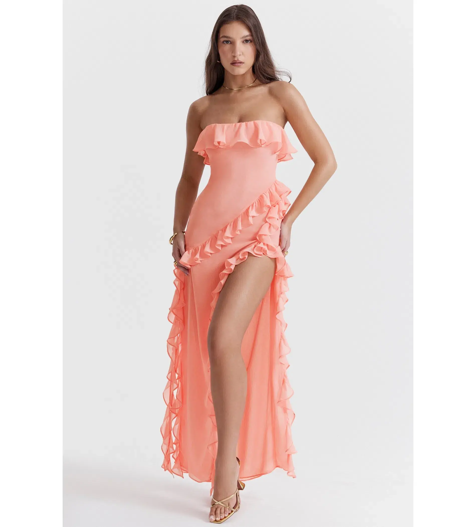 House of CB Sarina Maxi Dress Apricot Size 6 - Image 1