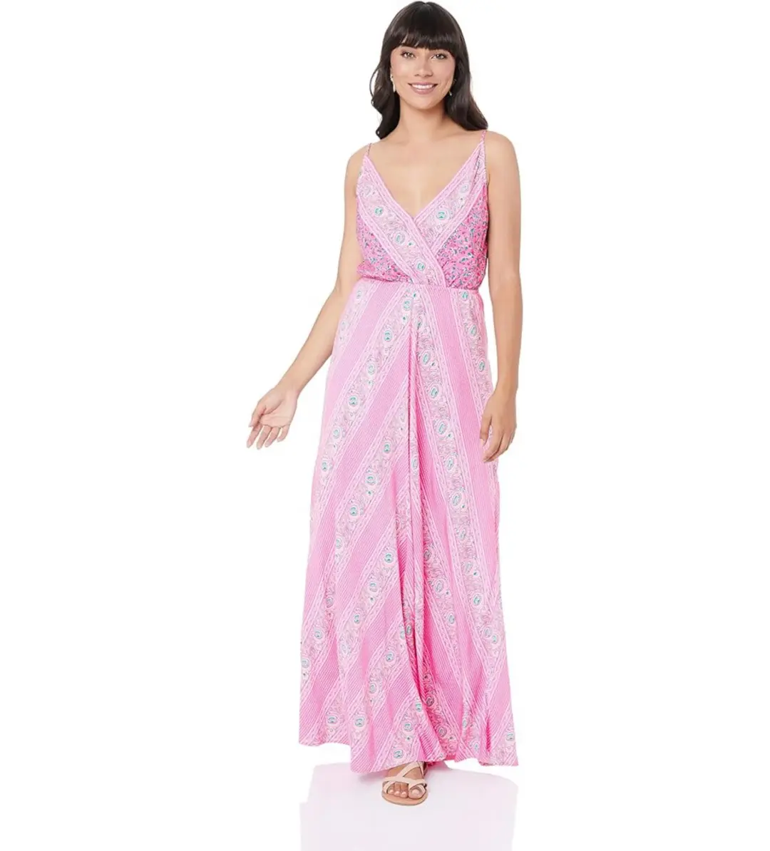 Tigerlilly Malia Pink Patchwork Maxi Dress Pink  Size 14  for rent on The Volte - main image